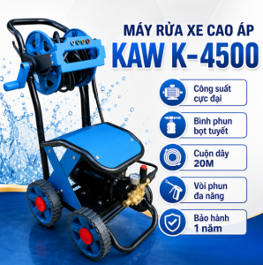 Máy Rửa Xe Cao Áp KAW K-4500 Công Suất Cực Đại, Lõi Đồng Nguyên Chất, Bảo Hành 1 Năm