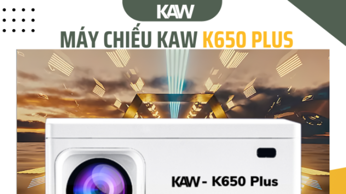 Máy chiếu 4K siêu nét Kaw K650 Plus, Giá rẻ, Chất lượng, độ nét Full HD 1080p, Tích hợp WiFi, Bluetooth