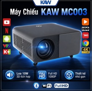 Máy Chiếu KAW MC003 1080P – Home Cinema, LCD 9500 Lumens, Hỗ Trợ 4K, Loa 10W 3D, Chiếu 30–300 Inch