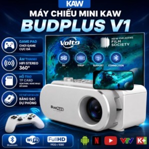 Máy Chiếu Mini KAW Budplus V1 1080P – Loa HIFI, Game Pad 2026