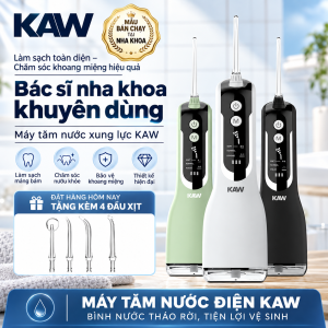 Máy tăm nước cầm tay KAW - 4 đầu phun đa năng, màn hình LED thông minh, làm sạch răng toàn diện, bảo vệ nướu