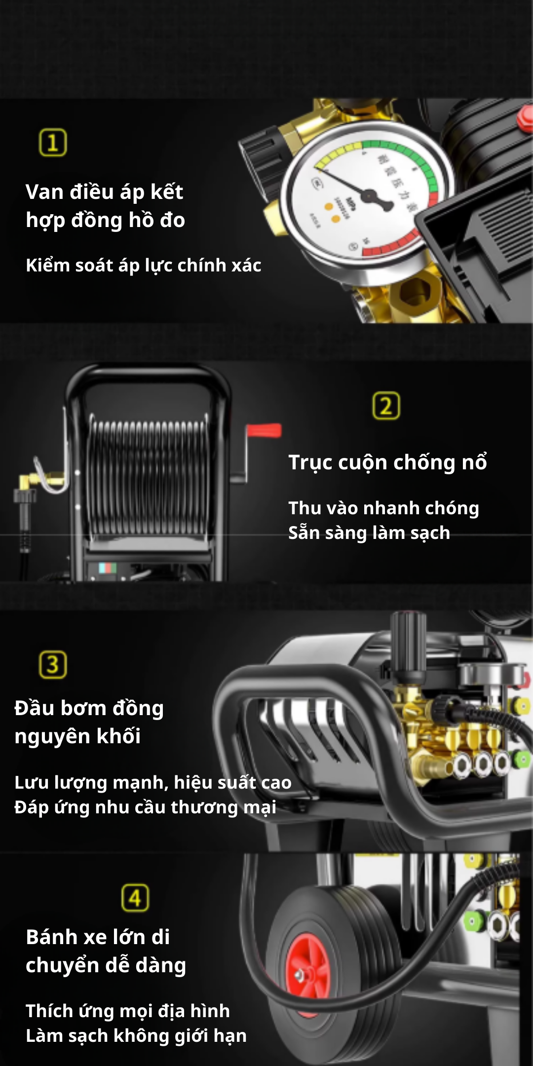 Máy rửa xe cao áp KAW 2800W kèm phụ kiện